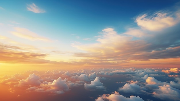 写真 雲の上の黄色と青い空 日の出 創造的なai