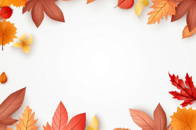 Фото Желтые и красные листья на белом фоне сезонная композиция осень день благодарения гербарий концепция макет шаблон над головой
