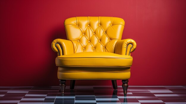 yellow armchair HD 8K wallpaper Stock Photographic Image