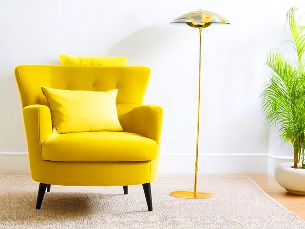 Photo yellow armchair in living room hd images