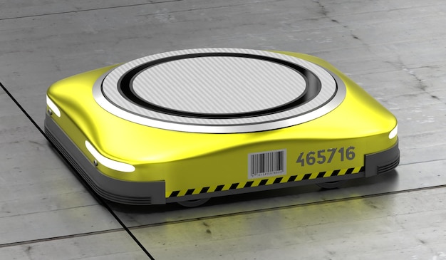 写真 黄色の自律型ロボット フロア 3 d イラストレーション