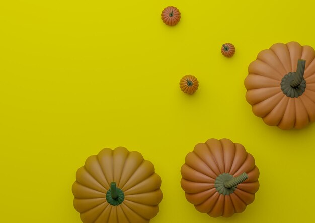 黄色の秋秋ハロウィン製品ディスプレイ表彰台カボチャ写真フラットレイトップビュー