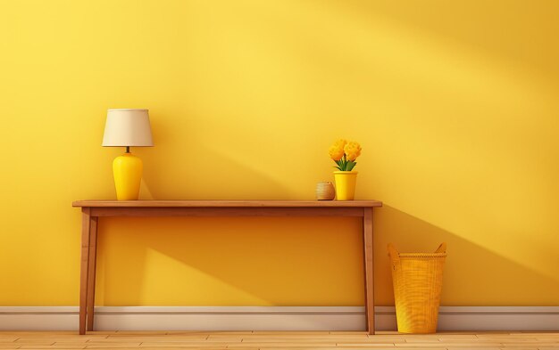 Photo yellow backdrop for onthewall end table