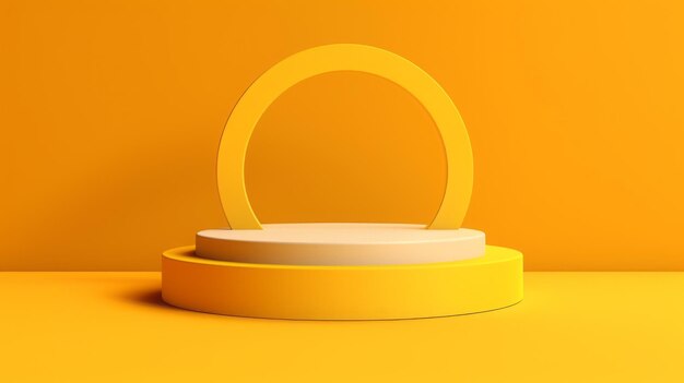 Yellow background 3D round podium platform stage Pedestal presentation product abstract circle