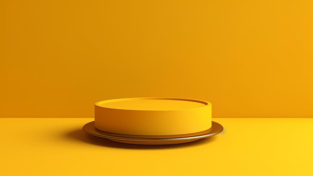 Yellow background 3D round podium platform studio stage Pedestal presentation product abstract