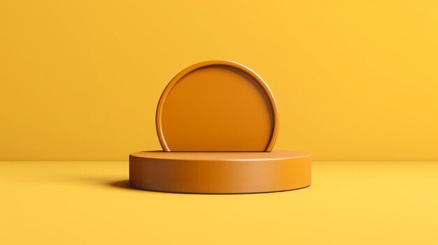 Yellow background 3d round podium platform studio stage pedestal presentation product abstract