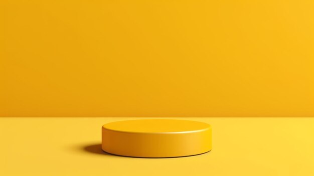 Yellow background 3D round podium platform studio stage Pedestal presentation product abstract