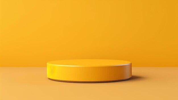 Yellow background 3d round podium platform studio stage pedestal presentation product abstract
