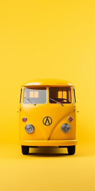 黄色い背景のバス運転のイラスト