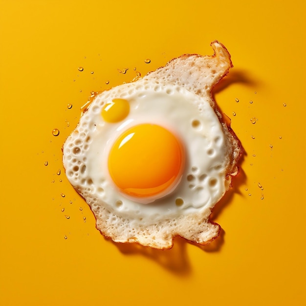 Yellow Background Fried Egg Generative AI