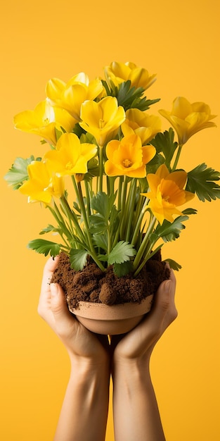 Yellow background horticulture illustration