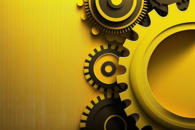 Yellow background illustration with gears creativity concept Generative AI