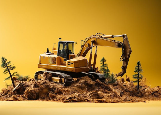 Yellow Background Land Clearing Illustration