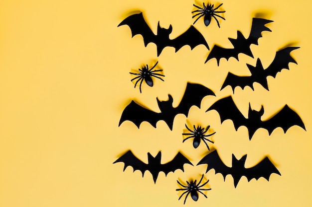 Yellow background with bats for Halloween