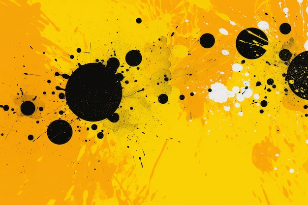 Photo yellow background with black grunge splatter