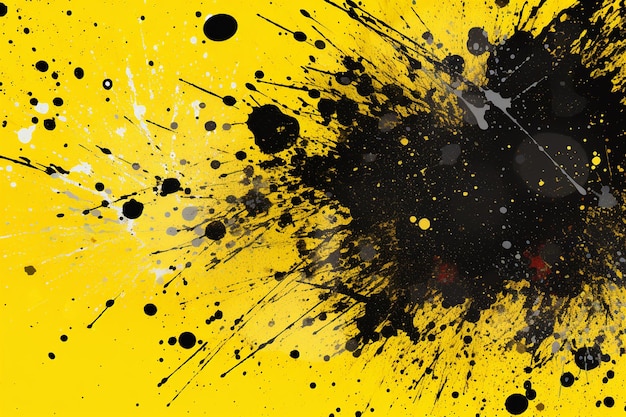 Yellow background with black grunge splatter