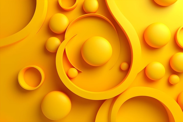 A yellow background with circles