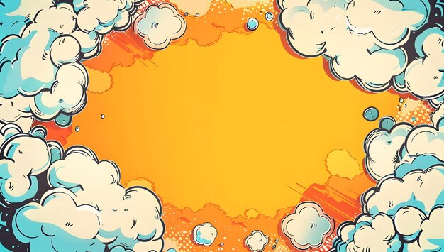 Photo a yellow background with clouds and the words  clouds