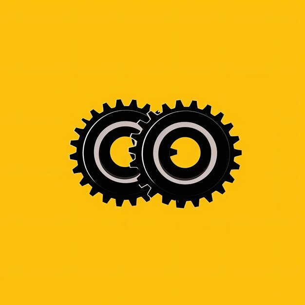 A yellow background with cog gear and the word cog on it