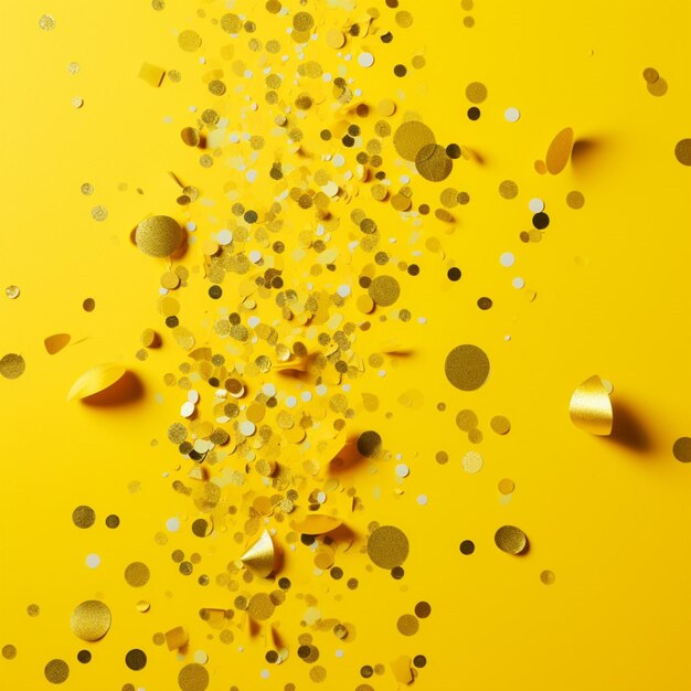 Premium AI Image | A yellow background with confetti and gold confetti.