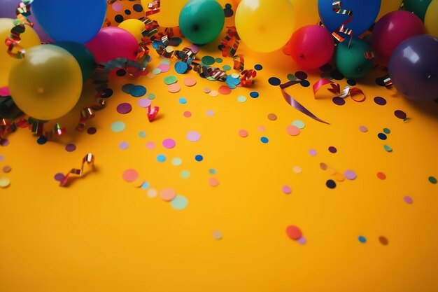 A yellow background with confetti and a number written on it