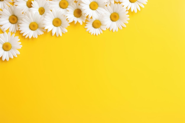 A yellow background with daisies on it