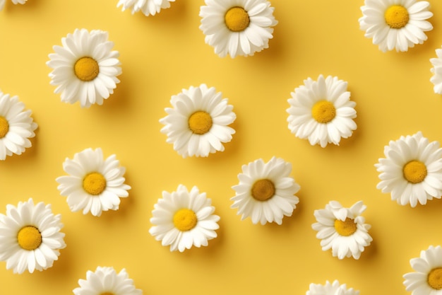 A yellow background with daisies on it