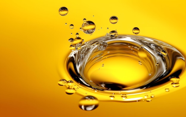 A yellow background with a drop of water.