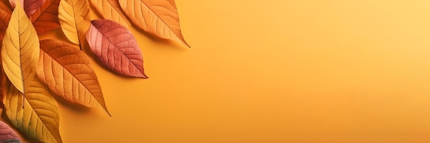 A yellow background with leaves on it