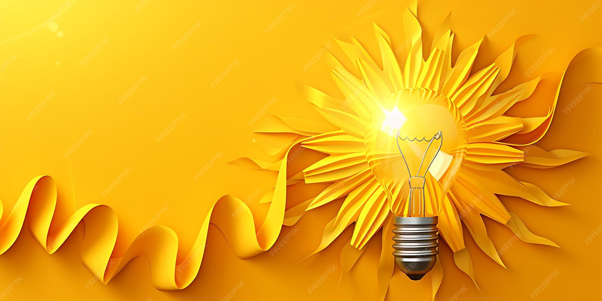 Premium Photo | A yellow background with a light bulb and a yellow
