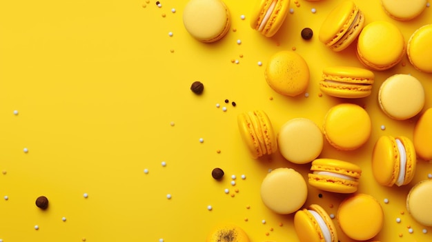 Yellow Background with macarons