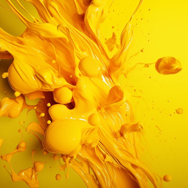 A yellow background with orange and yellow liquid and some bubbles