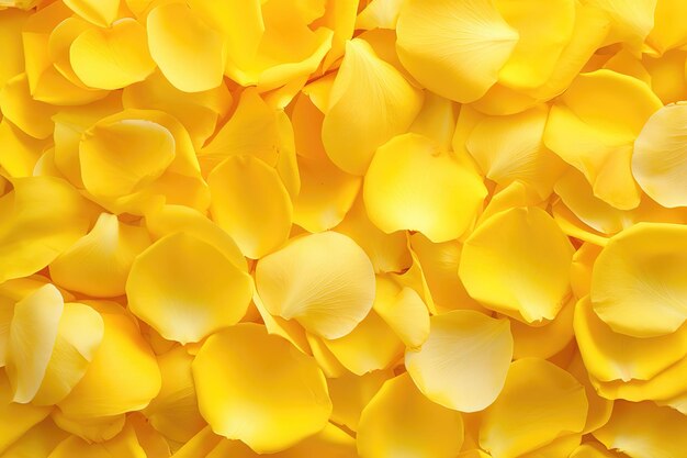 Photo yellow background with rose petals place for text