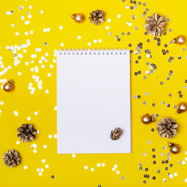 Yellow background with sparkles holiday christmas concept