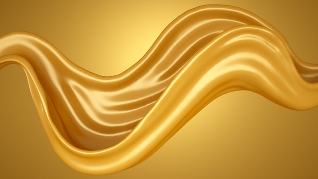 Photo yellow background with a splash of caramel. 3d rendering.