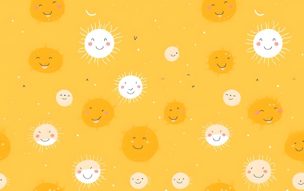 A yellow background with sun and stars.