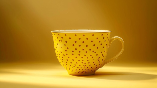 Yellow background with sunlit white coffee cup HD 8K wallpaper Stock Photographic Image