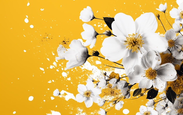 Yellow background with white floral pattern