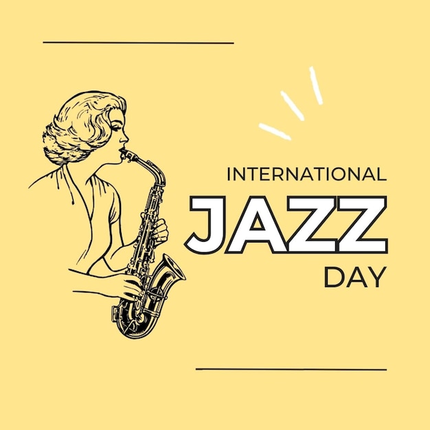 Photo a yellow background with a woman playing a saxophone