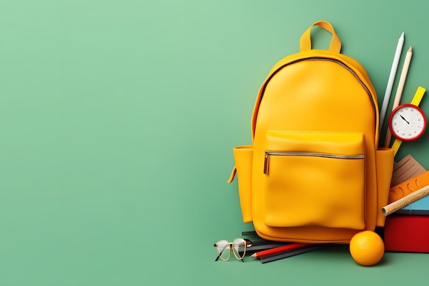 a yellow backpack with a zipper and a zipper