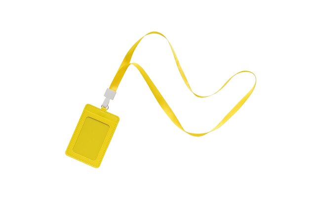 흰색 배경에 격리된 노란색 리본에 노란색 배지 이름 배지 카드 및 명함용 장치