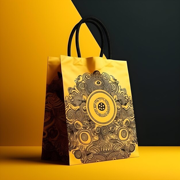 A yellow bag with a logo on it that says'couture'on it