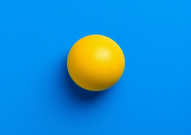 Photo yellow ball on a blue background with a shadow generative ai