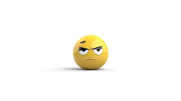 A yellow ball with a angry face on it