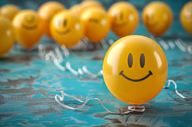 желтый шар с улыбающимся лицом