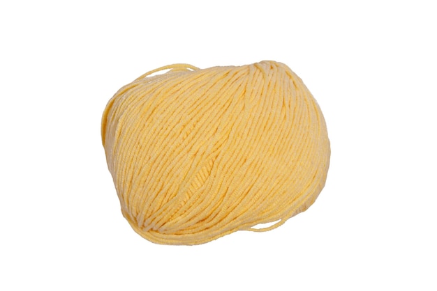 Yellow ball of wool isolated on white background. High quality photo