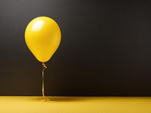 yellow balloon on a black background with space for text