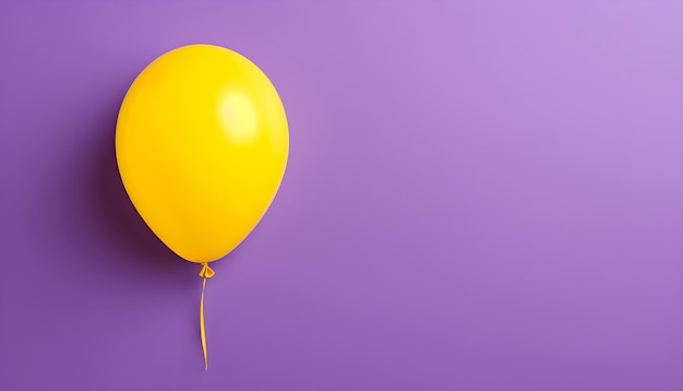 Yellow balloon on purple background with empty space for text Minimalist style