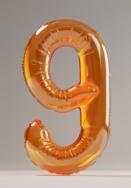 숫자 8이 새겨진 노란색 풍선 3D 렌더링 숫자 폰트 9 숫자 9의 카운트다운 개념