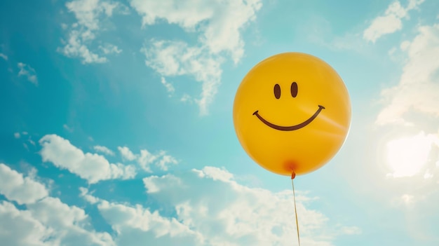 Photo yellow balloon with a smiley face